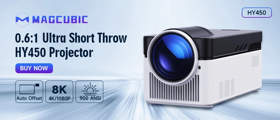 🎬 Proyector Magcubic HY300 Pro 4K | Android 11, Doble WiFi6, 260 ANSI, BT5.0, 1080P, Resolución Nativa 1280×720P para Cine en Casa o al Aire Libre